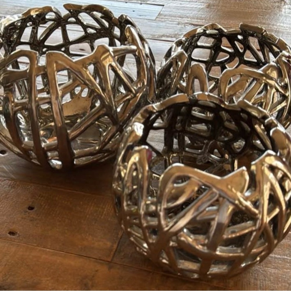 Modern Metallic Sculpted Accent Decor